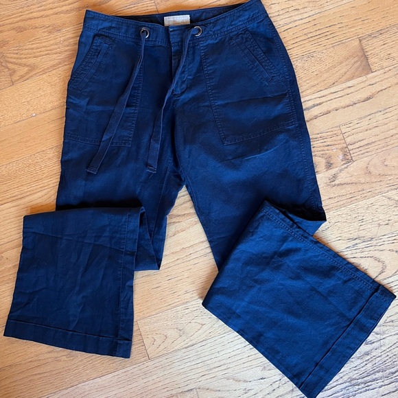 Banana Republic flowy navy linen blend drawstring pants - Picture 1 of 10